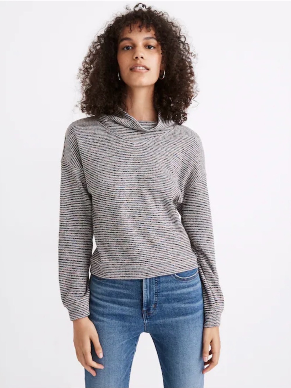 Madewell Textured Turtleneck Top in Rainbow Rib